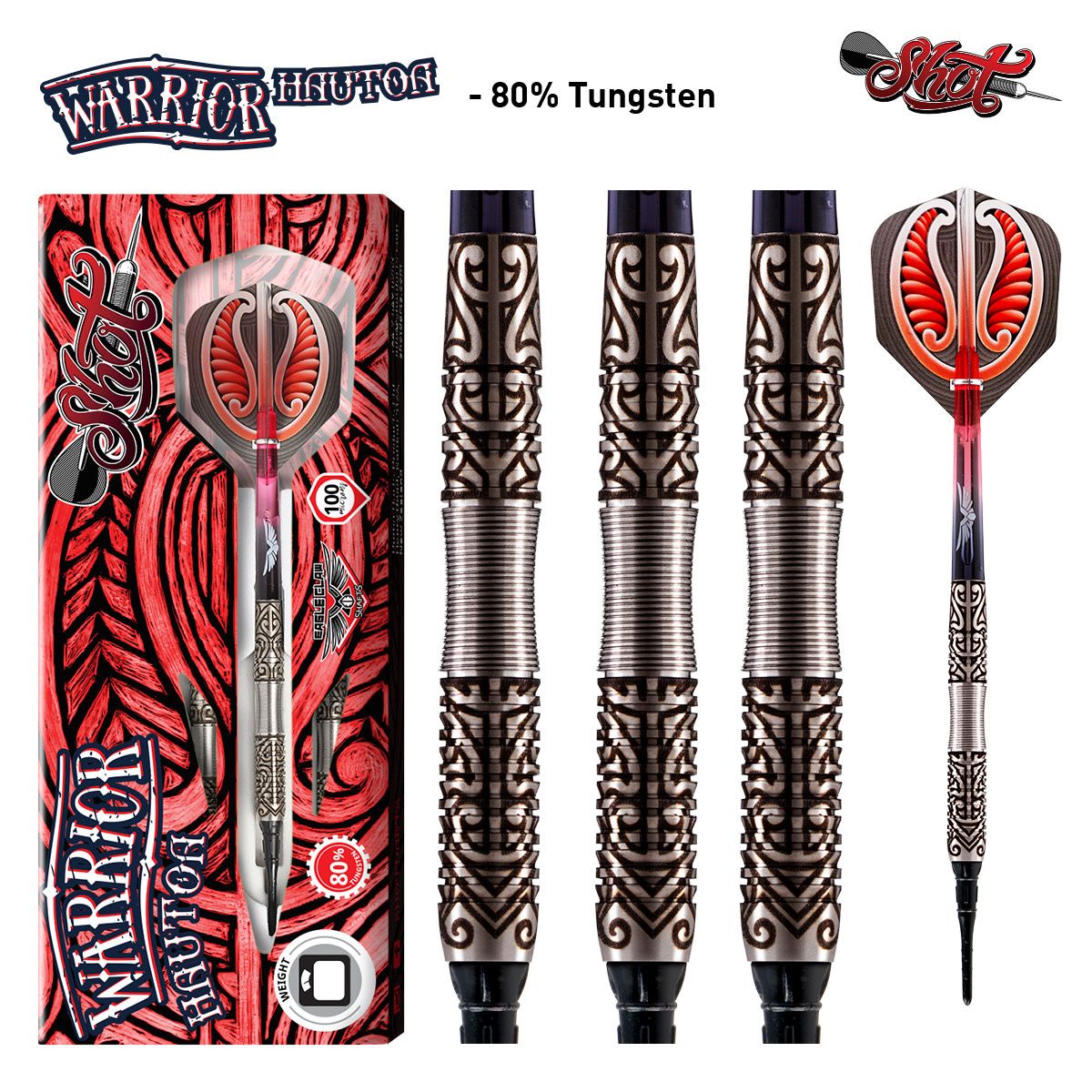 Warrior Hautoa Soft Tip Dart Set - 80% Tungsten -18gm