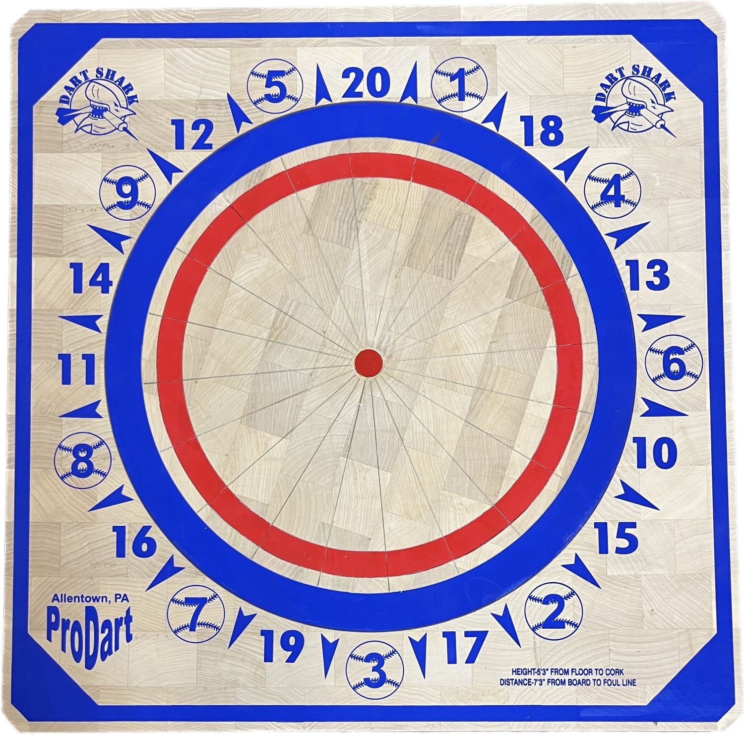 307 Prodart Dartboard Royal &amp; Red Baseball