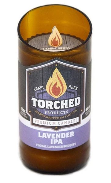 Torched Lavender Beer Bottle Candle 8oz