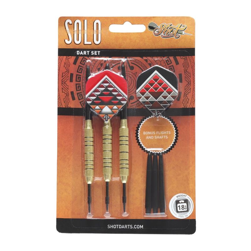SOLO STEEL TIP DART SET BRASS BARRELS 18GM