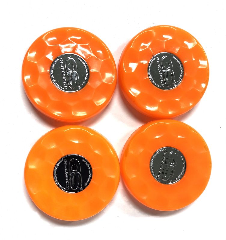 Orange Olhausen shuffleboard set of 4 screw on caps for pucks