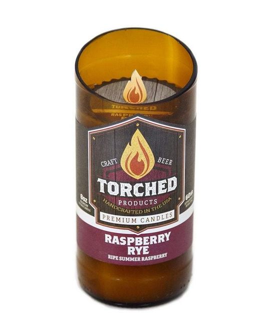 Torched Raspberry Rye Beer Bottle Candle 8oz