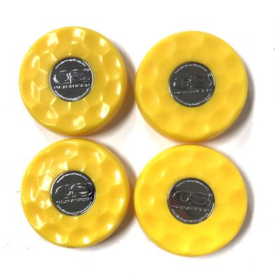 Yellow Olhausen shuffleboard set of 4 screw on caps for pucks