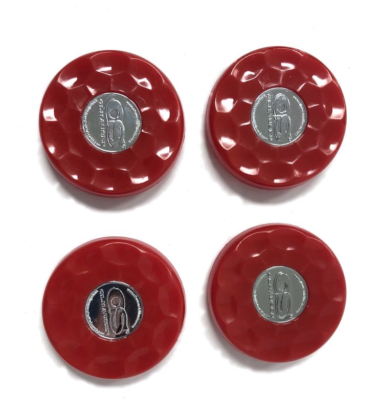 Red Olhausen shuffleboard set of 4 screw on caps for pucks