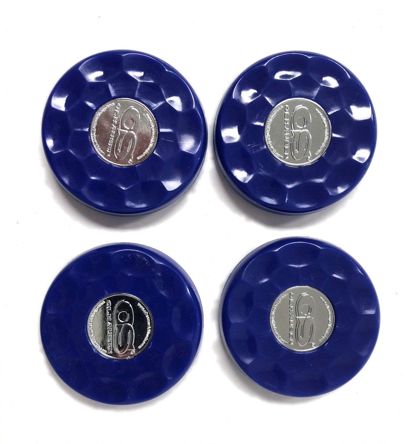 Blue Olhausen shuffleboard set of 4 screw on caps for pucks