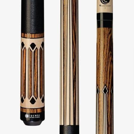 LZC35 Exotic Bocote with Curly Maple Black Linen Wrap Lucasi Cue Stick
