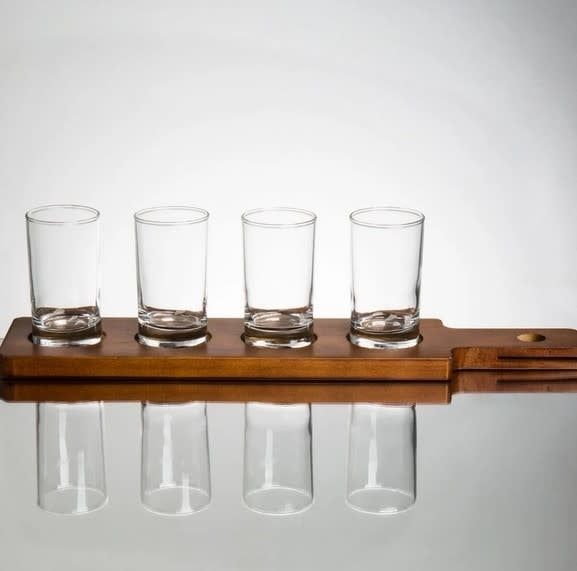 Acopa 2 sided Beer Flight Set  w/ paddle &amp; 4 Glasses
