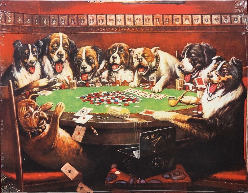 TN284 Dogs Playing Poker Tin