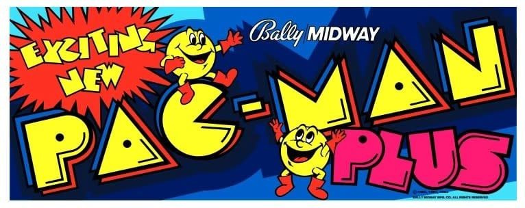 Original arcade marquee for Pac-Man Plus 23x9x1/4