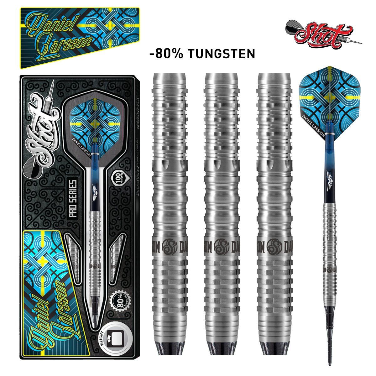 Shot Pro Series Daniel Larsson Soft Tip Dart Set 80% tungsten 20gm