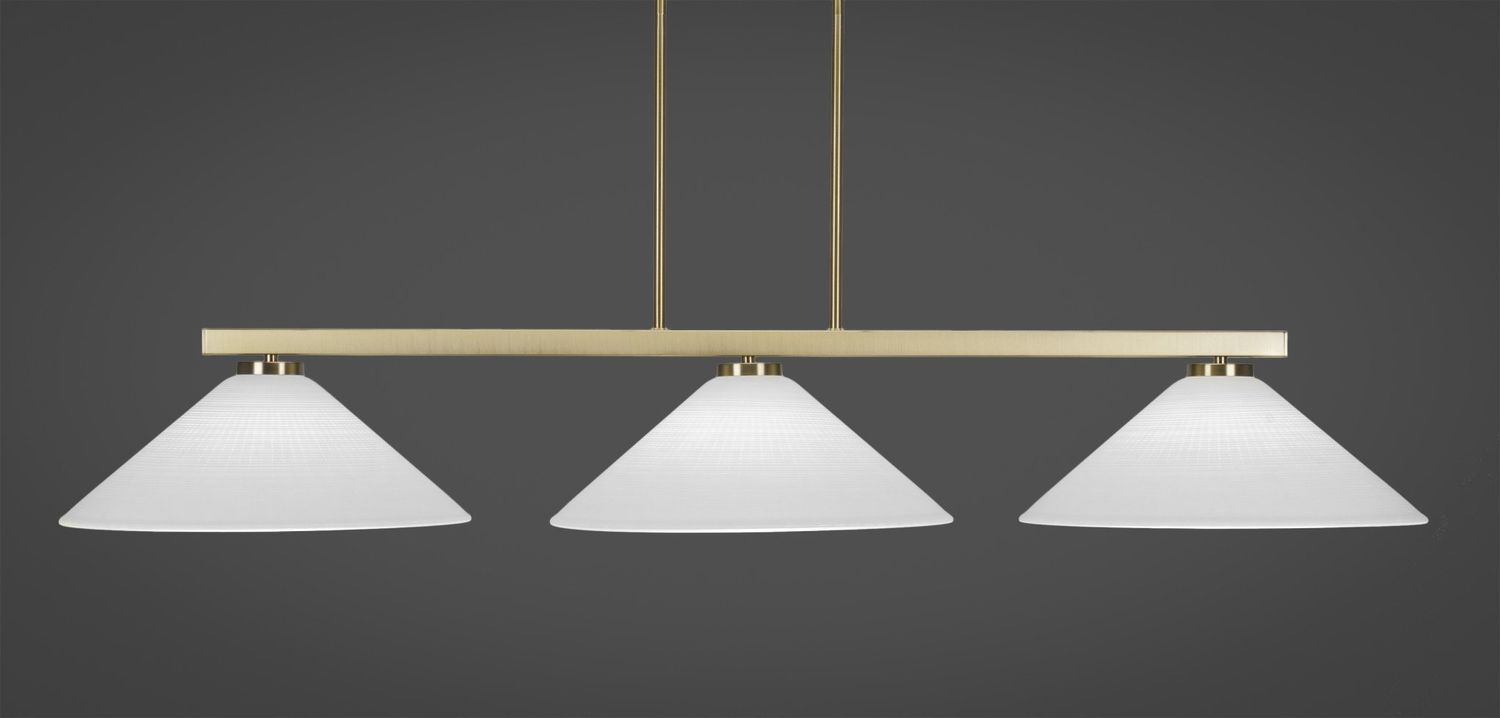 4523-NAB-4011 Atlas 3 Light Bar Shown In New Age Brass Finish With 16&quot; White Matrix Glass Billiard Bar Light