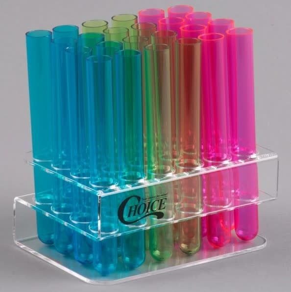 Choice Test Tube / Shooter Rack with 24 Assorted Neon Tube Shots, Shooters