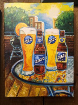 BLUE MOON &quot;Summer&quot; CANVAS ART 14x19X2