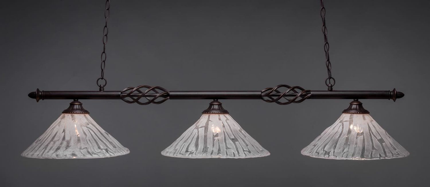 863-DG-719 Eleganté 3 Light Bar Shown In Dark Granite Finish With 16&quot; Italian Ice Glass  Billiard Bar Light