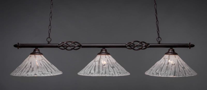 863-DG-719 Eleganté 3 Light Bar Shown In Dark Granite Finish With 16&quot; Italian Ice Glass  Billiard Bar Light