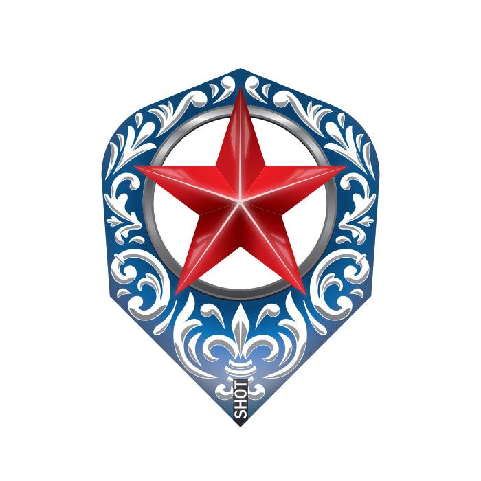 WILD FRONTIER TRAILBLAZER  DART FLIGHT BLUE WITH RED STAR SET - SMALL STANDARD