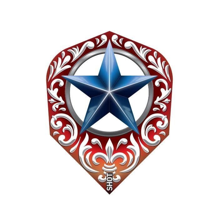 WILD FRONTIER TRAILBLAZER DART FLIGHT RED WITH BLUE STAR SET - SMALL STANDARD