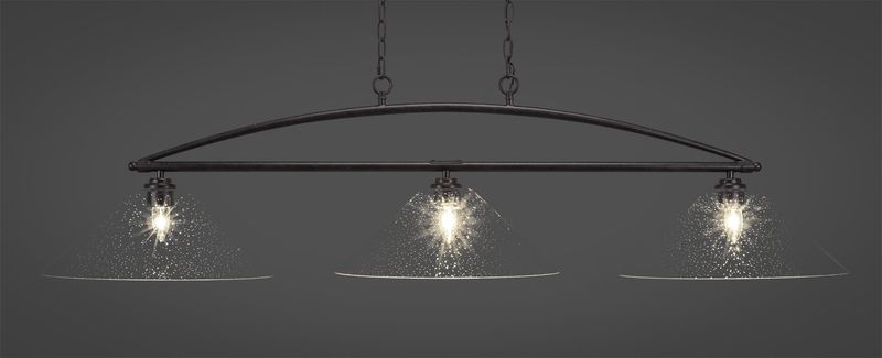 2453-DG-308 Marquise 3 Light Bar In Dark Granite Finish With 16&quot; Clear Bubble Glass Billiard Bar Light
