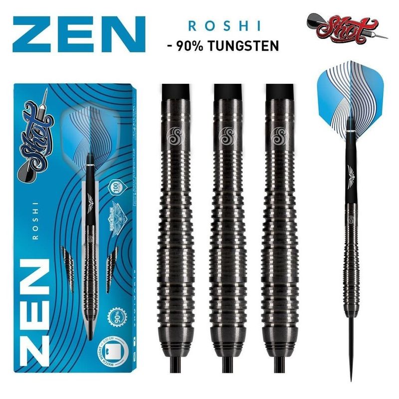 SHOT Zen ROSHI STEEL Tip Dart Set- 90% Tungsten - 24gm