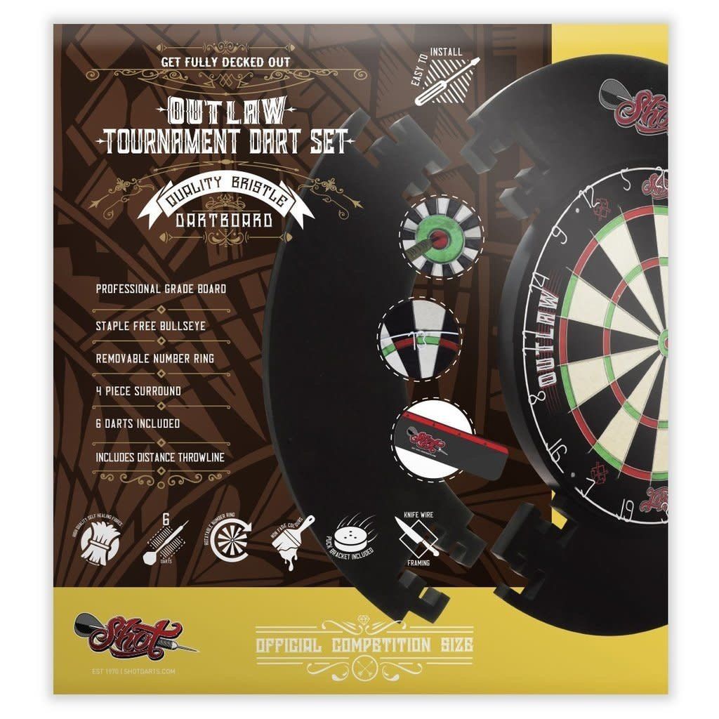 OUTLAW TOURNAMENT DARTBOARD SURROUND BRISTLE DART SET