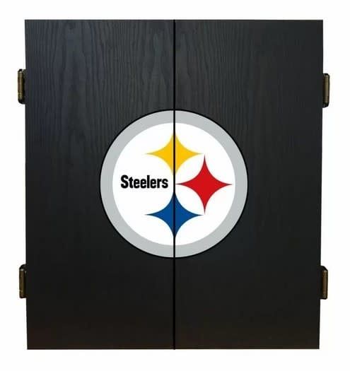 Pittsburg Steelers Fan&#39;s Choice Dartboard, Cabinet, &amp; Dart Set