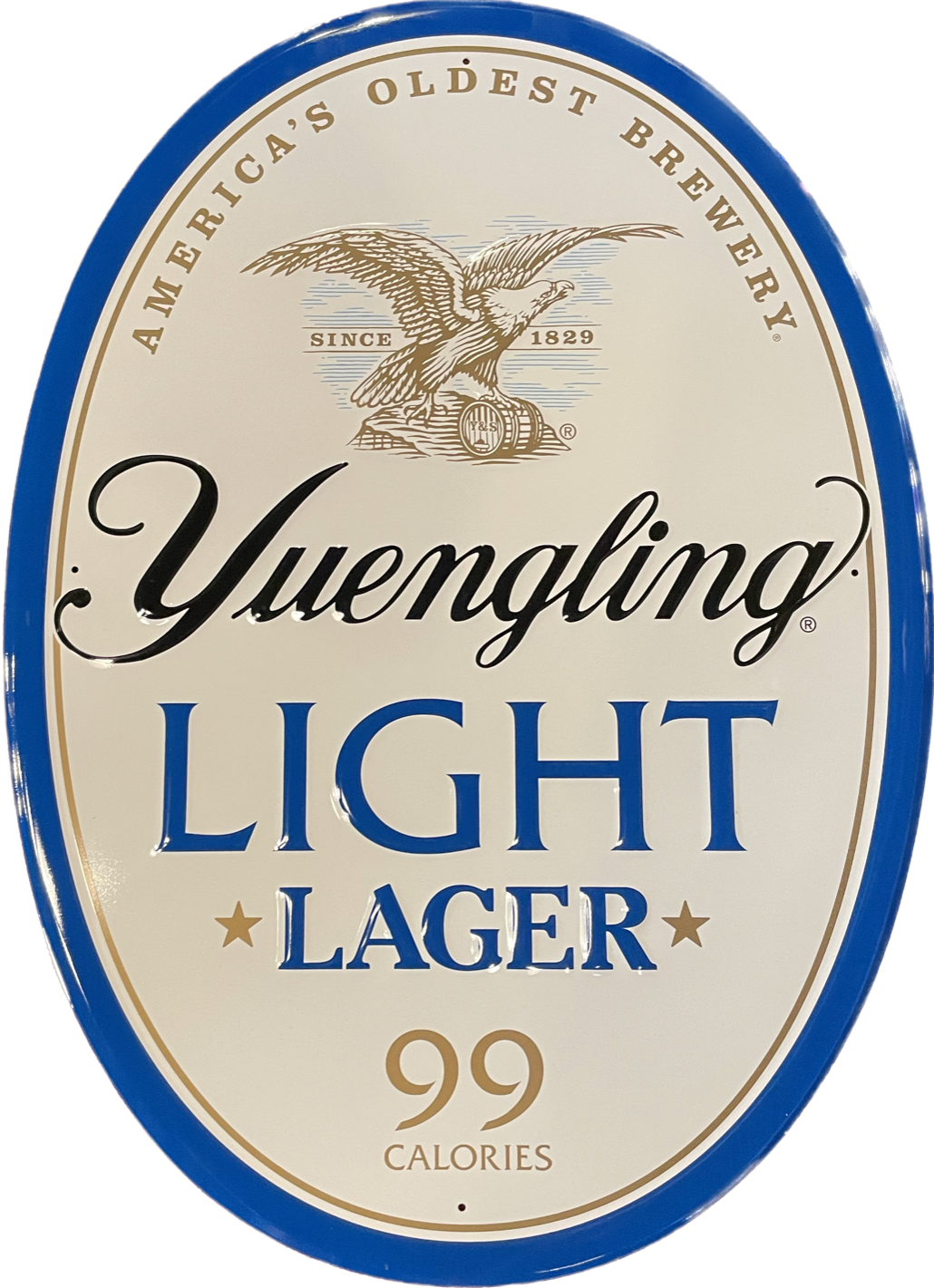 Yuengling Light Lager Oval Metal Tin Sign