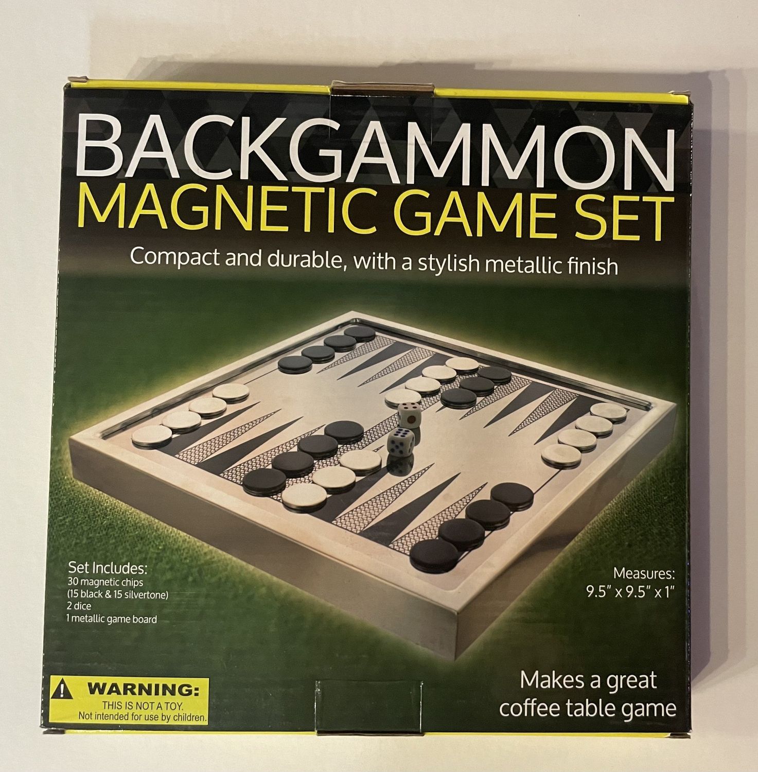 BACKGAMMON MAGNETIC GAME SET 9.5&quot;X9.5&quot;X1&quot;