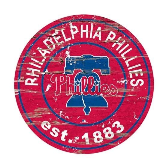 Philadelphia PHILLIES Round Distressed Sign 0659