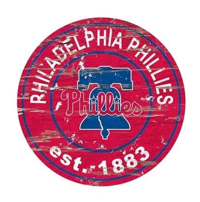 Philadelphia PHILLIES Round Distressed Sign 0659