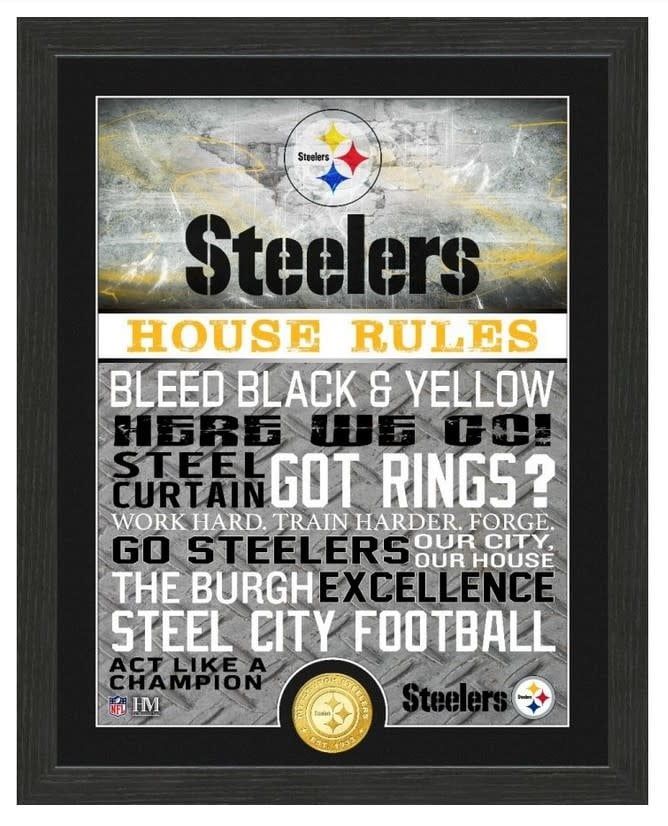 Pittsburg Steelers House Rules Bronze Coin Photo Mint Picture
