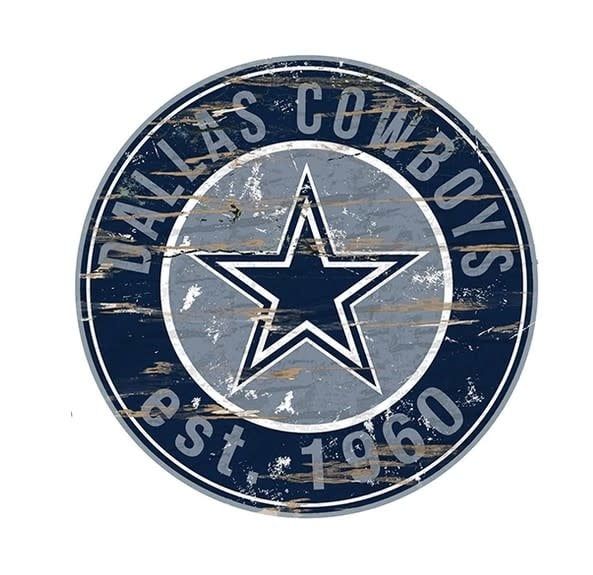 DALLAS COWBOYS Round Distressed Sign 0659