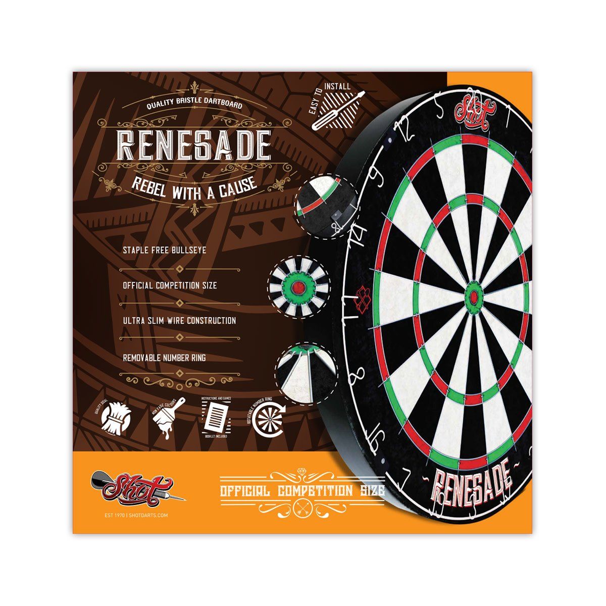 SHOT RENEGADE BRISTLE DARTBOARD