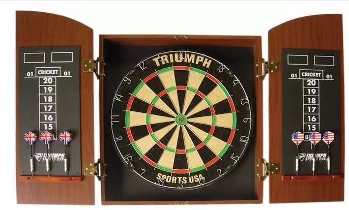 Triumph Wellington Bristle Dartboard and Cabinet Set