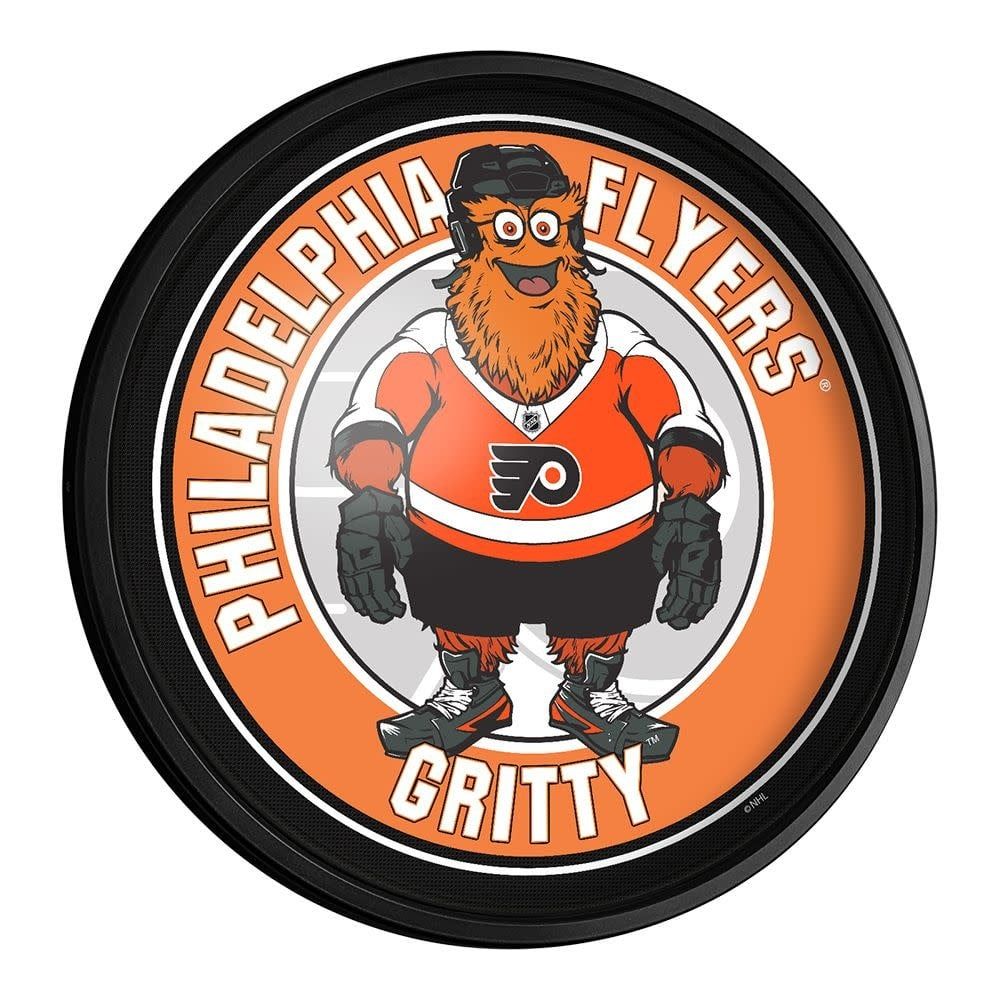 NHPHIL-130-02 Philadelphia Flyers Gritty Round Slimline Lighted wall Sign
