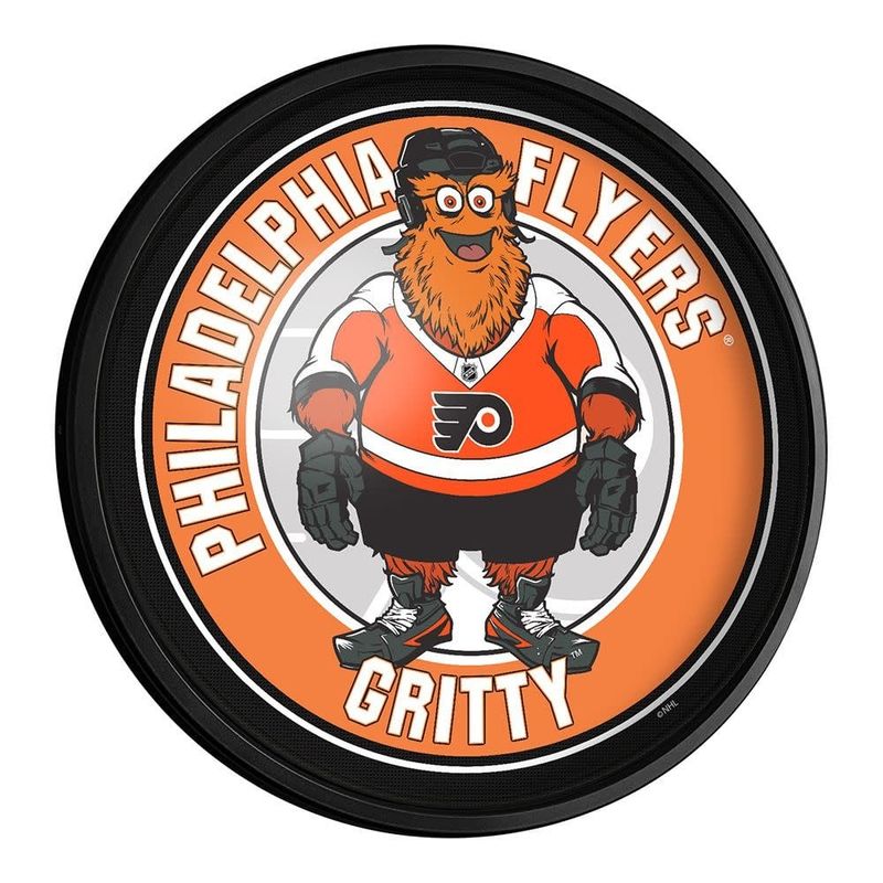 NHPHIL-130-02 Philadelphia Flyers Gritty Round Slimline Lighted wall Sign