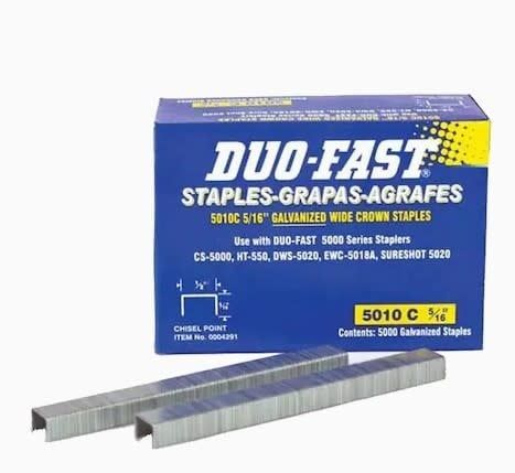 Duo-Fast 5008-C 1/4&quot; Galvanized Wide Crown Staples - 5000