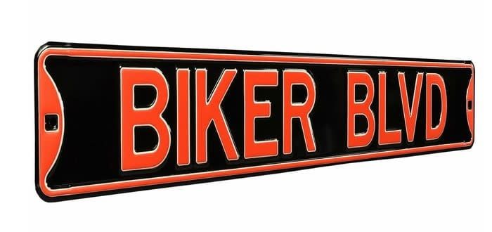 Biker BLVD Metal Motorcycle Street Sign