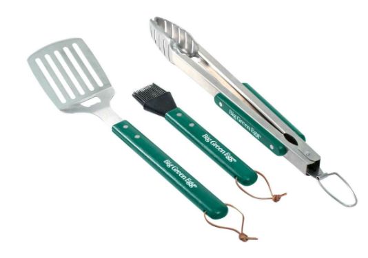 127686 Big Green Egg Stainless Steel BBQ Tool Set with Wood Handles
