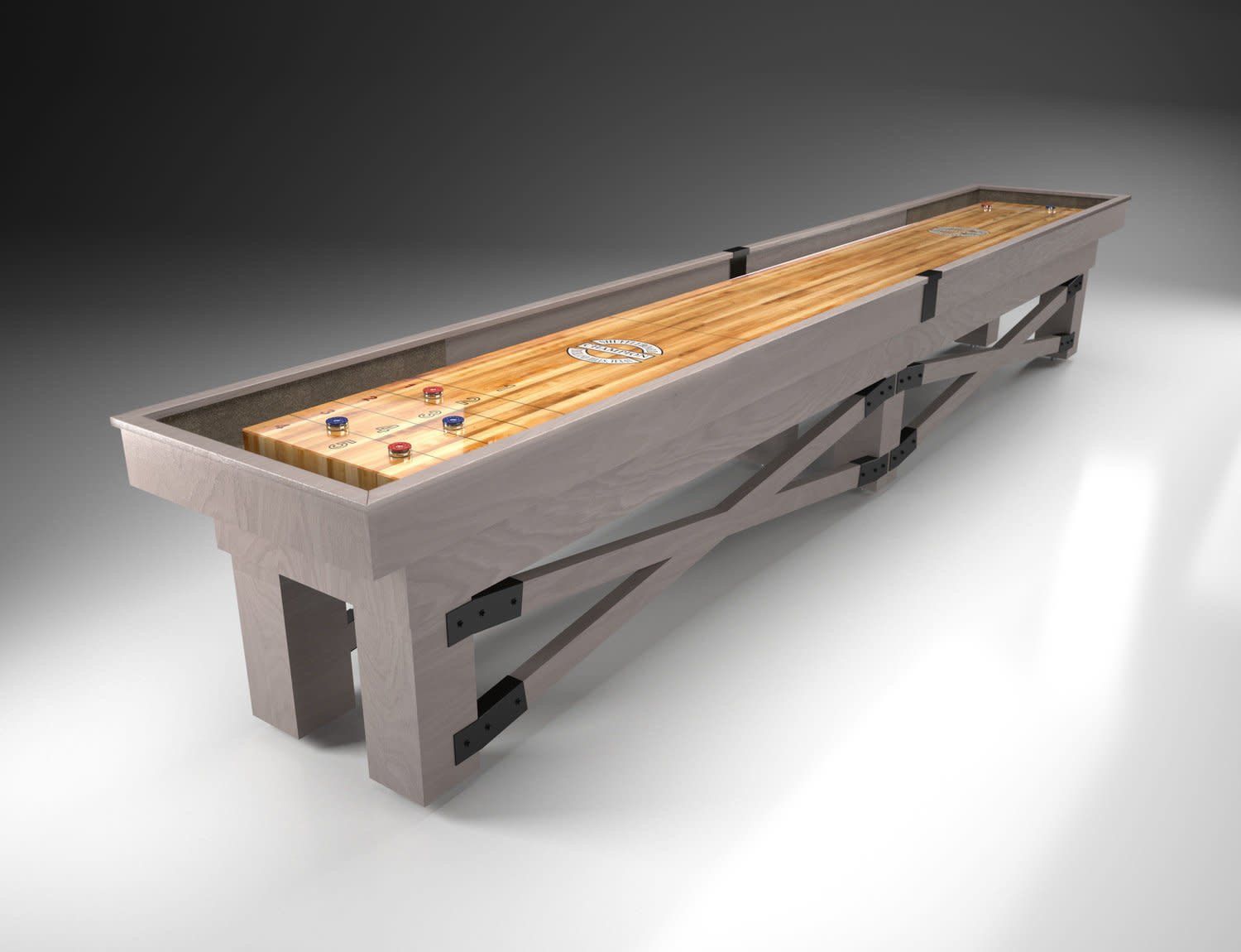 RUSTIC SHUFFLEBOARD TABLE, Size: 9ft