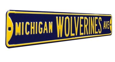 Michigan Wolverines Ave Navy Metal Street Sign