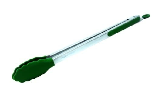 Big Green Egg Silicone/Stainless Steel Green/Silver Grill Tongs 1 pc