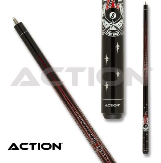 Action Garage Cue Stick Black w/Red Horseshoe ACT165