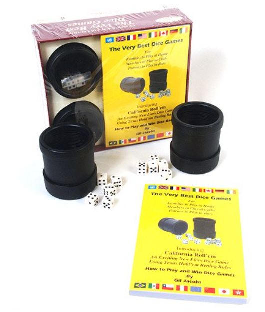 The Very Best Dice Games Set- 2 Professional Dice Cups, 10 5/8&quot; Dice &amp; Game Rule Book
