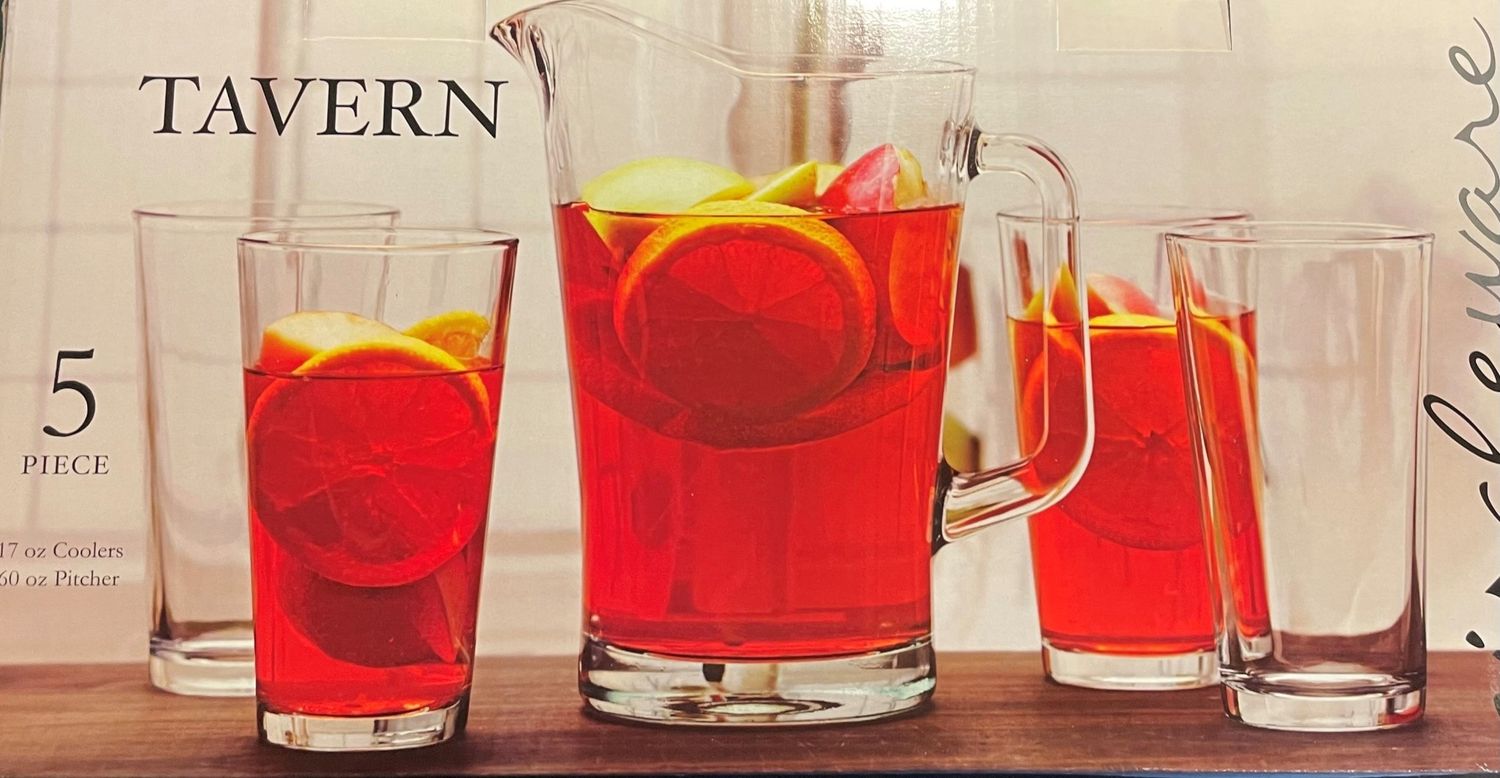 Tavern Circleware 5 piece Beer Set 60oz Pitcher &amp; four 17oz Pint Glasses