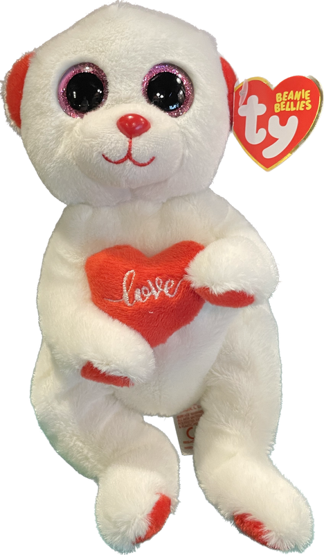Desi White Bear with Heart Teddy Beanie Bellies Plush Stuffed Animal