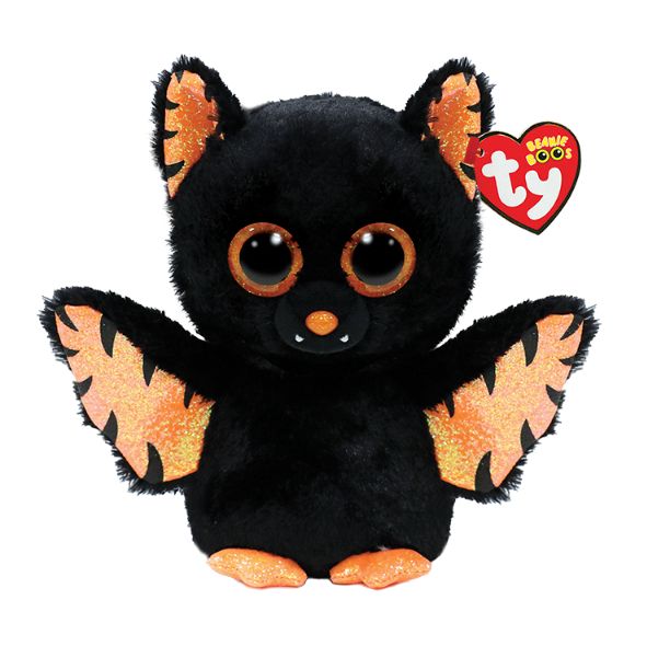 TY Mortimer Orange &amp; Black Cat  Bat Halloween Beanie Baby Plush Stuffed Animal