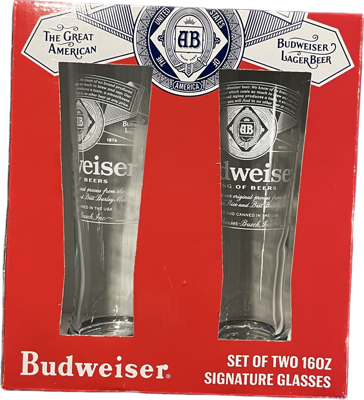 Budweiser Glass Set of 2 - 16oz Signature Glasses