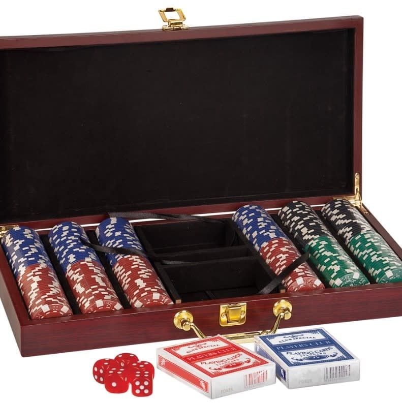 Rosewood 300 Chip Poker Set in Wooden Box