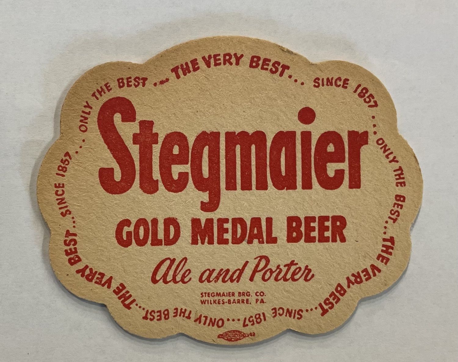 Vintage Stegmaier Gold Medal Beer Ale and Porter Beer Coaster - Set of 10 Coasters