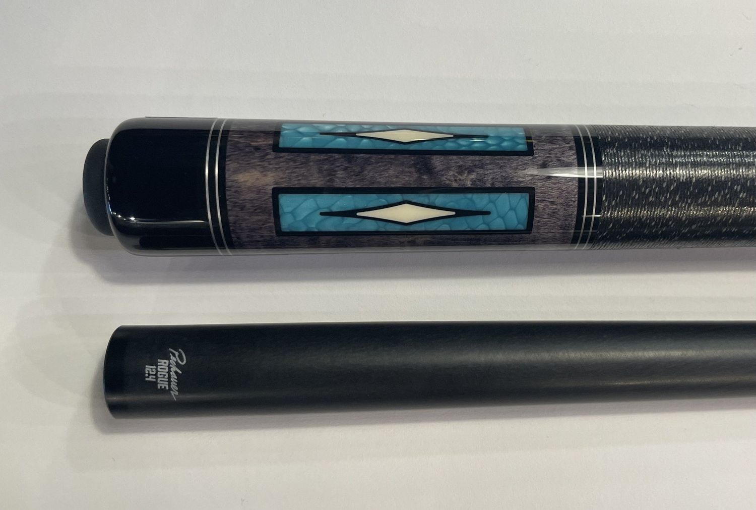 P20S-AQ Custom Pechauer Cue Stick - Aqua Blue with Rogue 12.4 Carbon Fiber Shaft